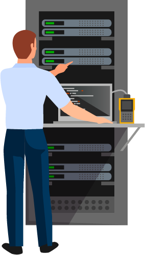 server technician working on server